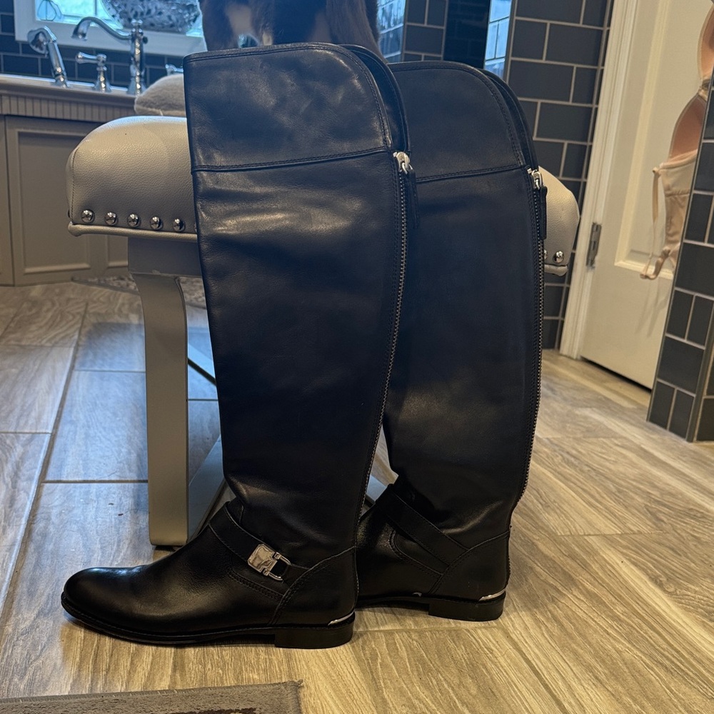 Coach Black Knee-High Leather Boots